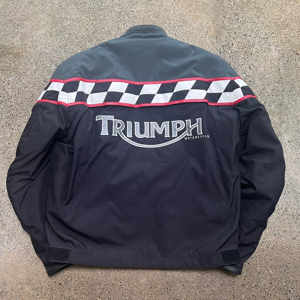 Triumph motorcycle leather trimmed jacket in XXL